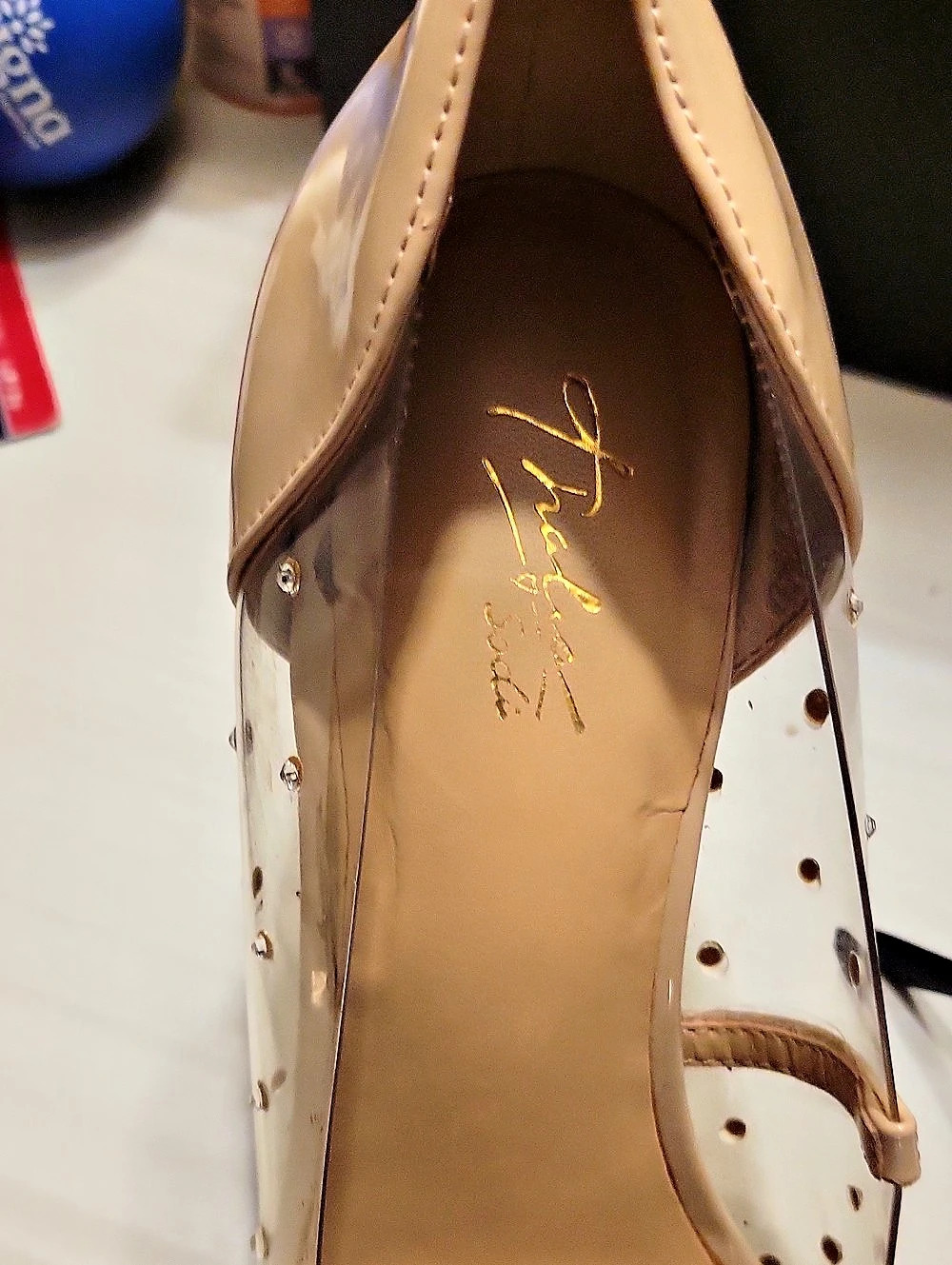 Fabulicious Rhinestone Pointed-Toe Heels in Cream - Picture 3 of 5